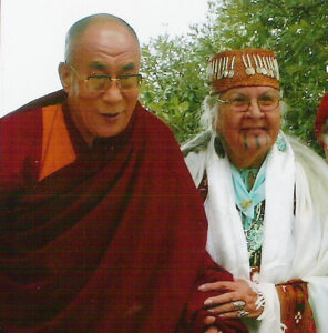 Dalai Lama and Aggie smiling