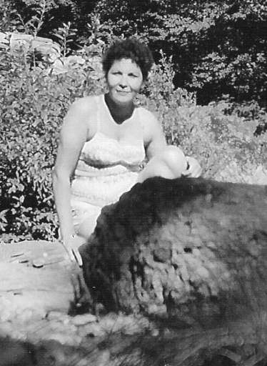 Agnes on Trask River by Tillamook, 1953