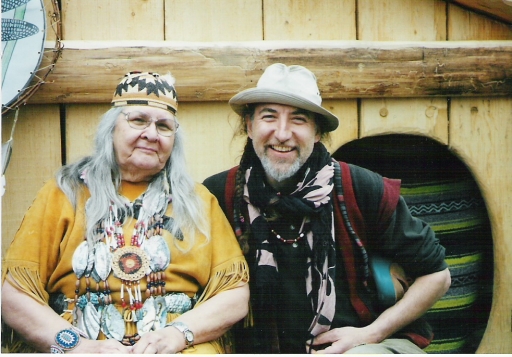 Aggie and Newman at the Takelma pit house in Kerby, Oregon