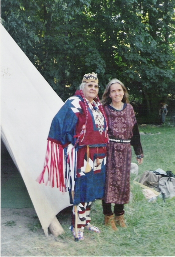 Aggie with Diane Windsong Martin during the Women's Healing Gathering, 2004