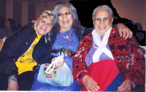 Grandma Aggie with Lakota elders Rita and Beatrice Long Visitor Holy Dance